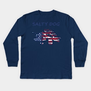 Copy of Salty Dog Painted American Flag Deep Sea Angler Skeleton Kids Long Sleeve T-Shirt